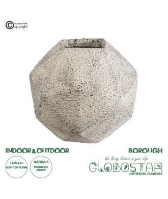 GloboStar® Artificial Garden BOROUGH 20782 Επιδαπέδιο Πολυεστερικό Τσιμεντένιο Κασπώ Γλάστρα - Flower Pot Λευκό με Μπεζ Μ30 x Π30 x Υ30cm